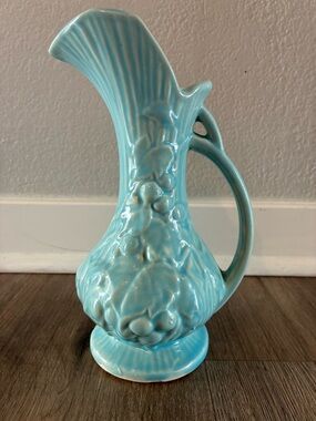Vintage 1940s McCoy Blue Pottery Pitcher Ewer.